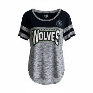 NEW ERA Minnesota Wolves Basketball Team  Blue Gray Bedazzled  Ladies Top, S